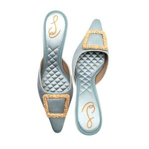 Sam Edelman Brit Women's Size 8.5 M Robin Egg Blue Pointed Toe Kitten Heel Mule